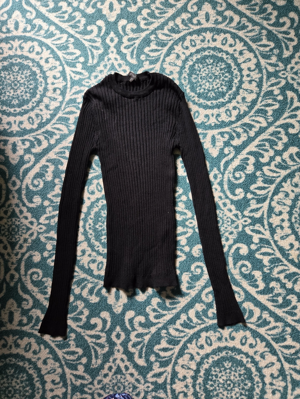 Dynamite Black Ribbed Long-Sleeve Mock Neck Top